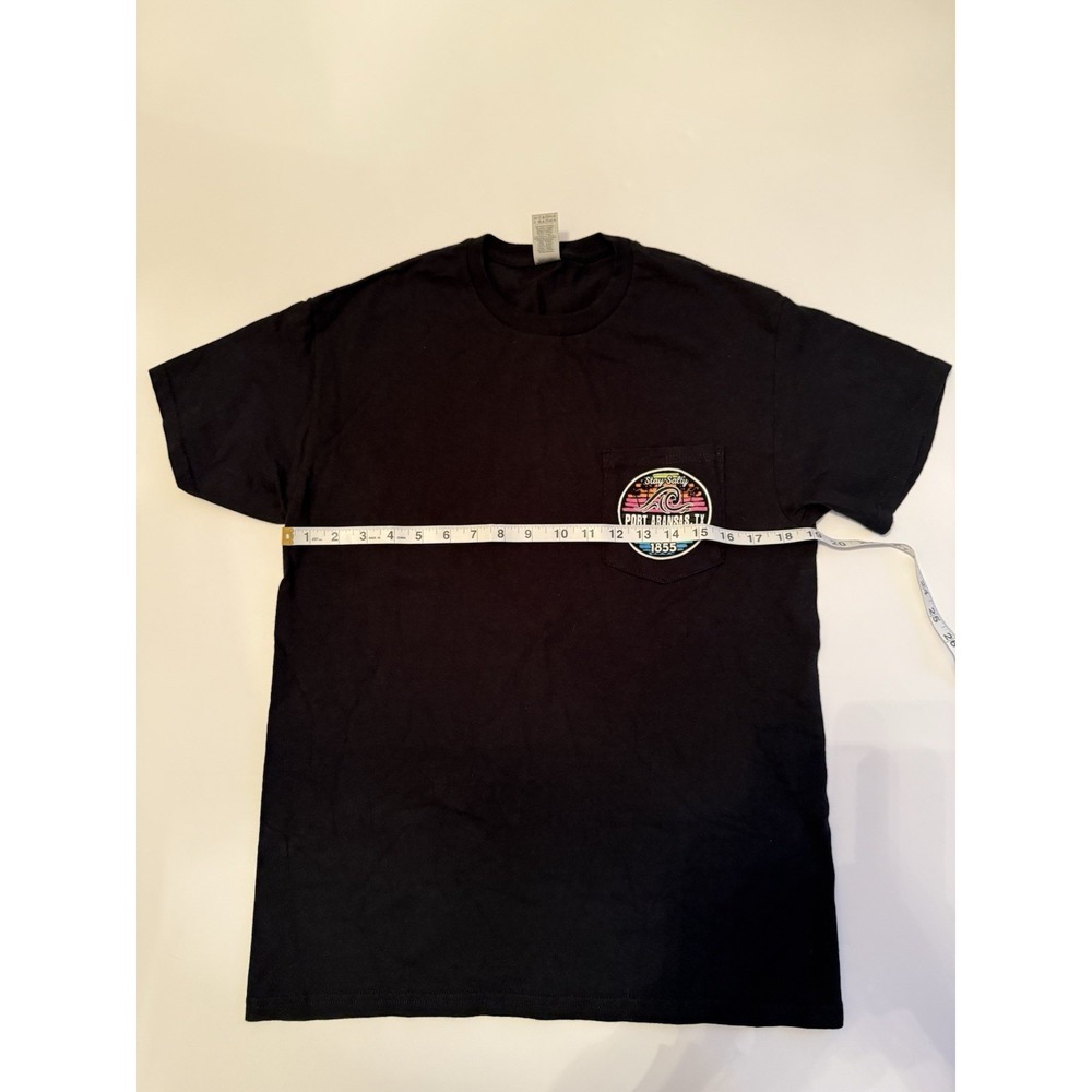 Gildan Men Medium Port Aransas TX Stay Salty Black T-Shirt Cotton Souvenir Tee